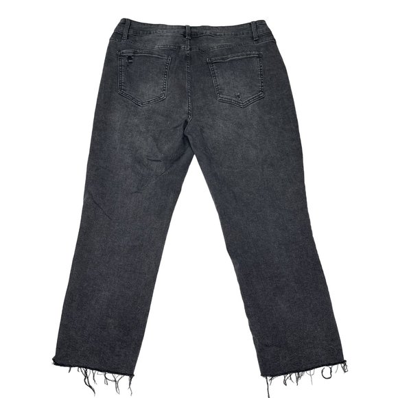 Time And Tru Jeans Womens 14 Black Raw Hem High Rise Distressed Cropped - Picture 3 of 11